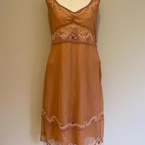 Anthropologie Odille Dress Lace Overlay Embroidered Sz 8